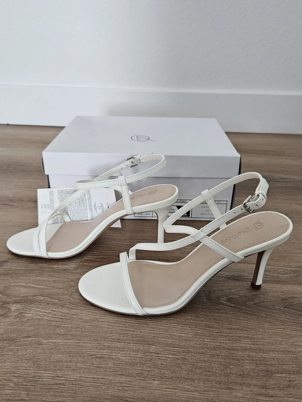 The Drop Arco White Strappy High Heel Sandals Size 8